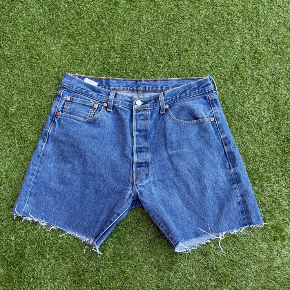 Levi's 501 Original‎ Fit Cutoff Denim Shorts Blue Mens W36 Button Fly